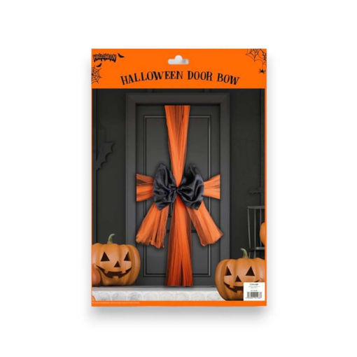 Picture of HALLOWEEN DOOR BOW BLACK/ORANGE